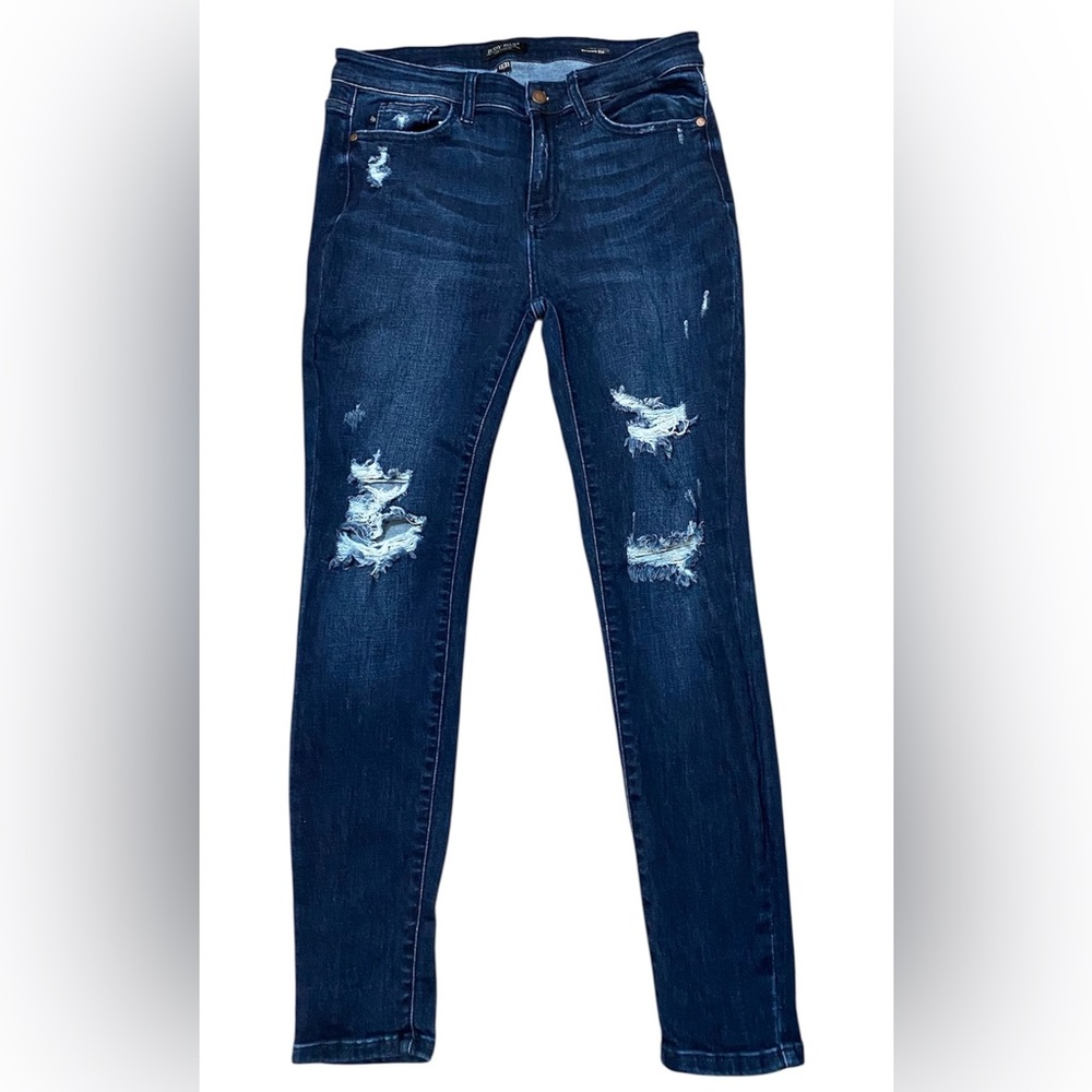 Judy Blue Dark Wash Distressed Skinny Jeans Size 13/31